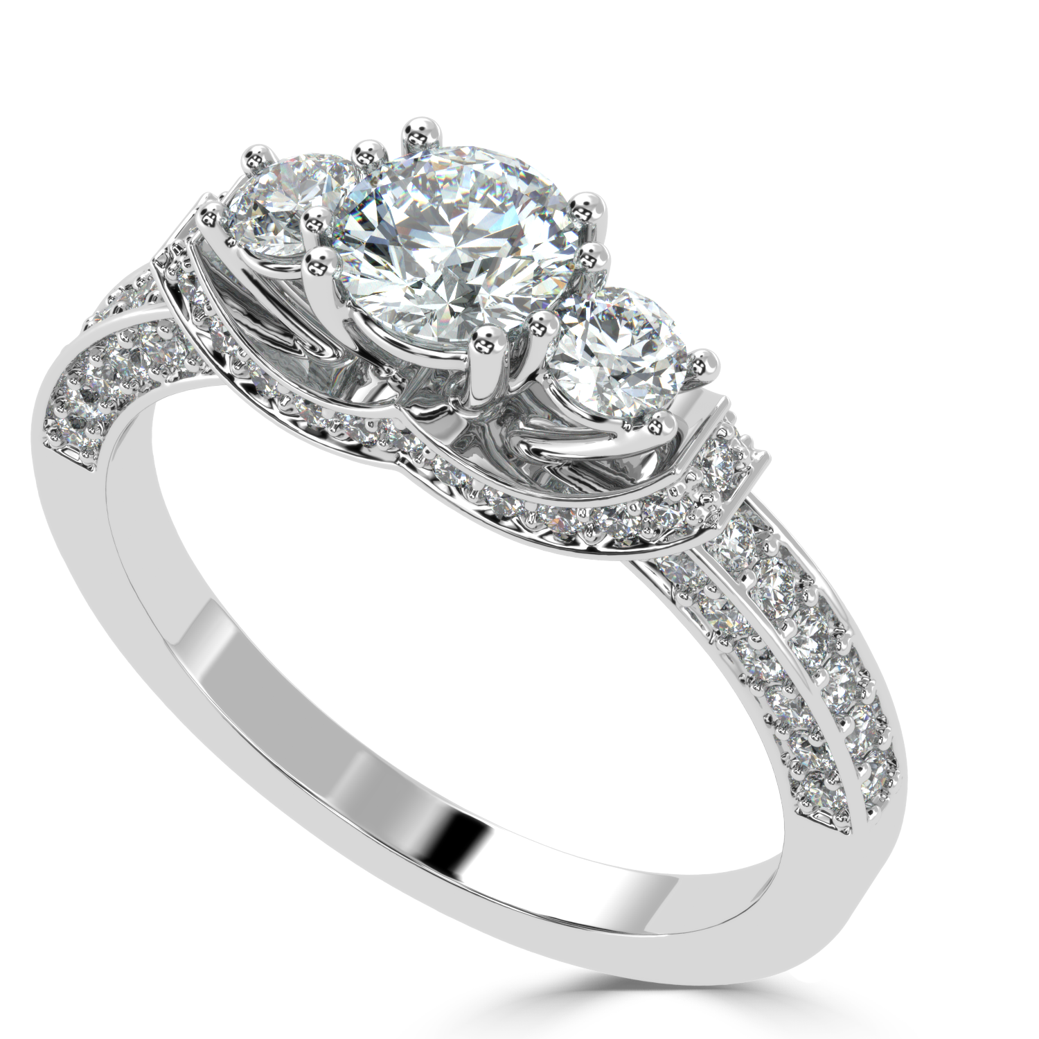 Buy 1.04Ct Three-stone Natural Diamond Ring | SolitaireKart